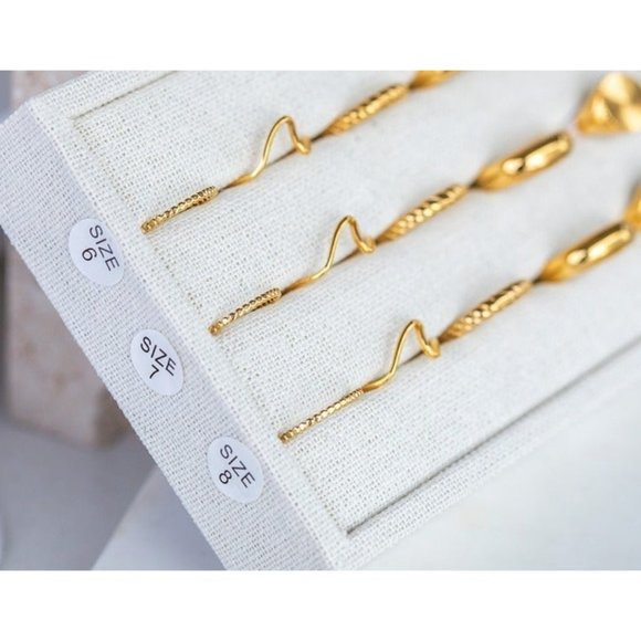 Ring Waterproof Gold Ring Twisted Gold Ring Stacking ring CUTE ring 18K Gold - Picture 7 of 7